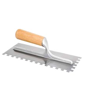 TRUELLE DENTÉE EN ACIER, MANCHE EN BOIS