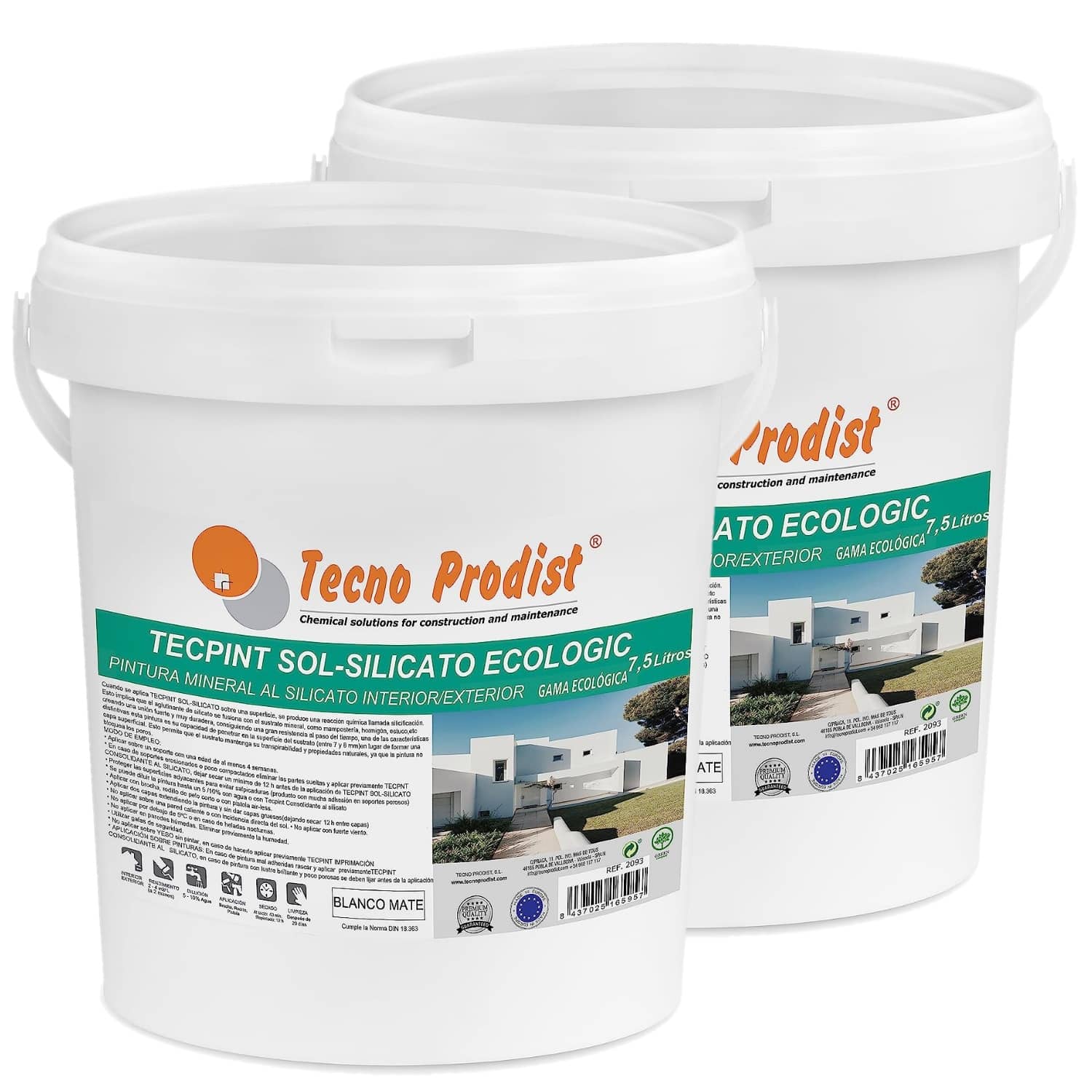 TECPINT SOL-SILICATO ECOLOGIC da Tecno Prodist Tinta de silicato mineral à base de água para exteriores e interiores, Natural Respirável
