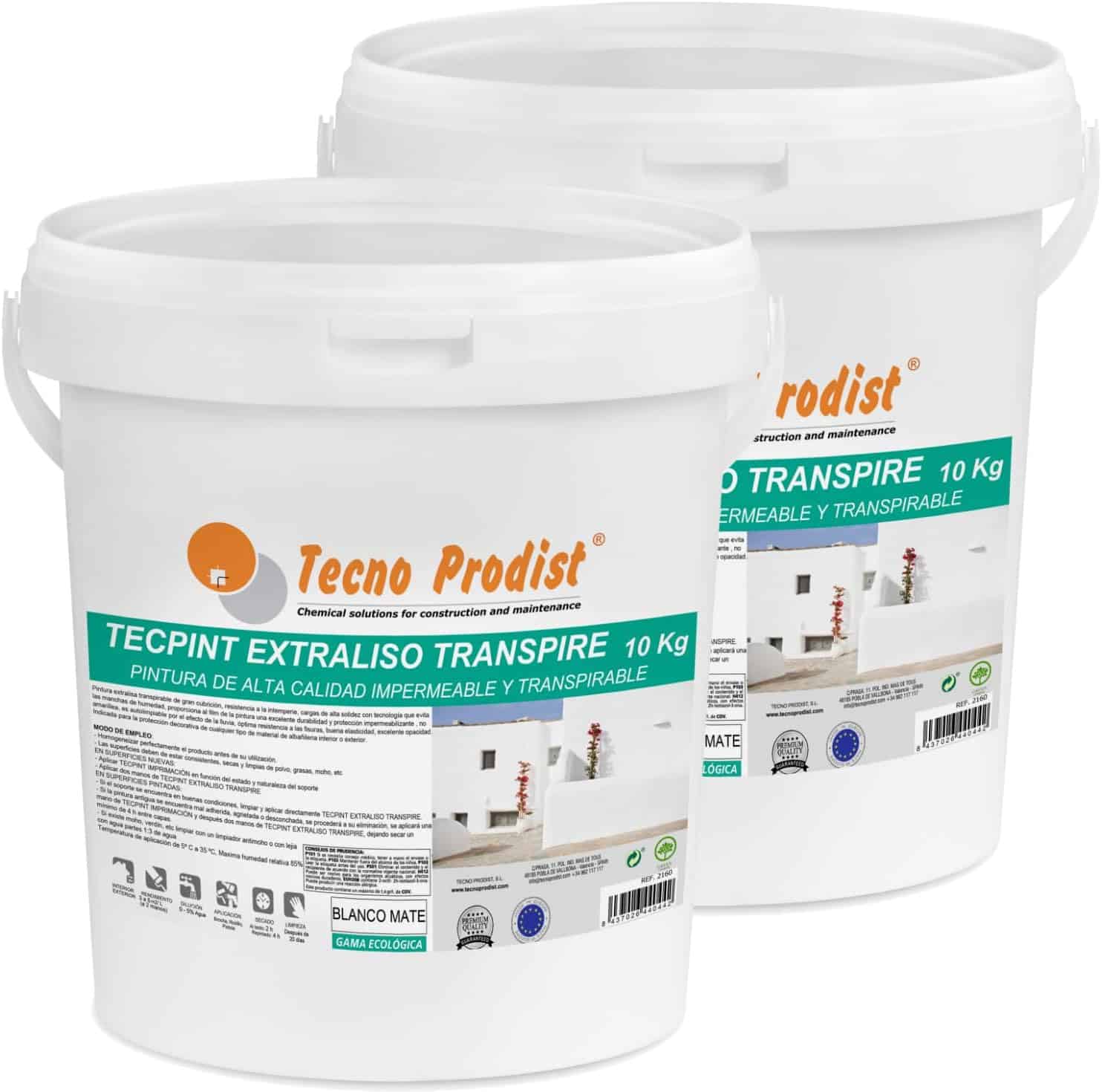 TECPINT EXTRALISO TRANSPIRE da Tecno Prodist - Tinta ecológica, respirável e impermeável para exteriores e interiores (Branco)