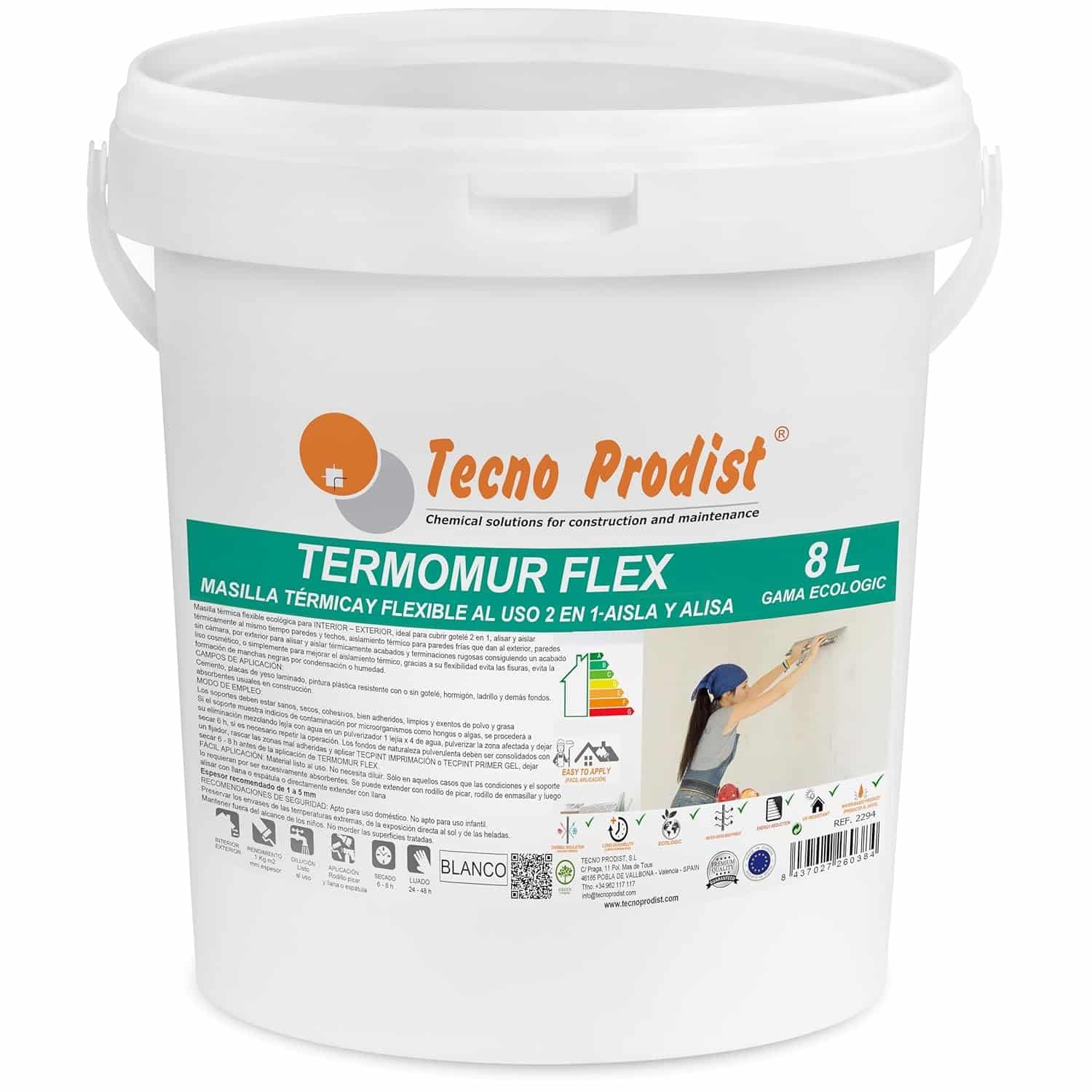 TERMOMUR FLEX von Tecno Prodist - Gebrauchsfertige Spachtelmasse, Glättung und Wärmedämmung, innen und außen,otelé