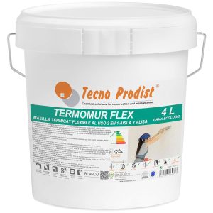 Mastic d'isolation thermique TERMOMUR FLEX, intérieur ou extérieur, prêt à l'emploi, mastic de lissage et d'isolation, intérieur ou extérieur, isolation thermique et étanchéité.
