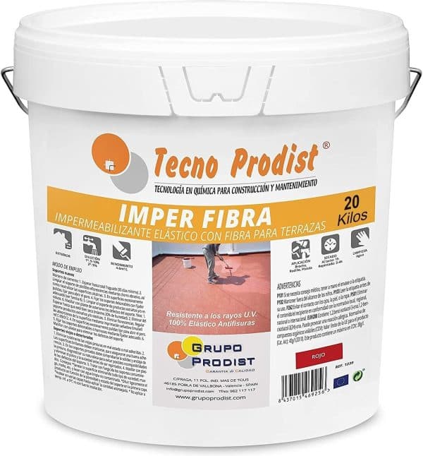 IMPER FIBRA de Tecno Prodist - Pintura Terrazas Impermeabilizante y elástica con Fibras Incorporadas - Gran cubrición