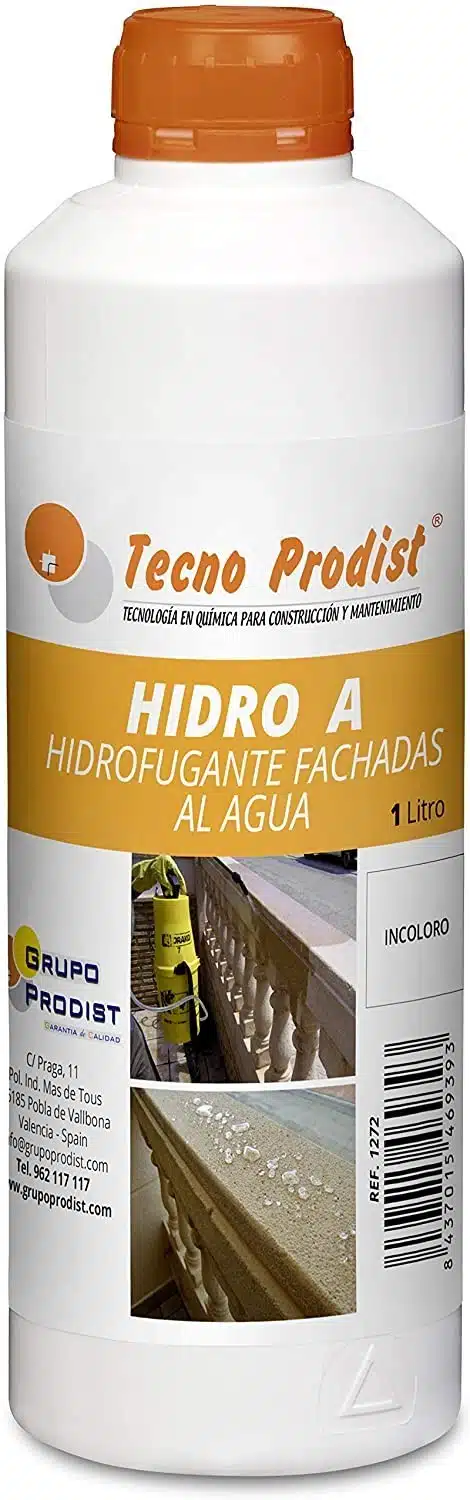 HIDRO A de Tecno Prodist - Impermeabilizante Transparente al agua, Hidrofugante para fachada, teja, ladrillo y piedra