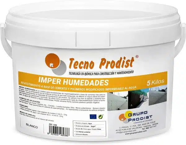 IMPER HUMEDADES de Tecno Prodist - Mortero revestimiento de Paredes. Impermeabilización. Tratamiento humedades muros, sótanos