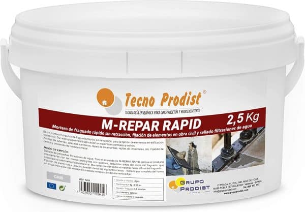 M-REPAR RAPID de Tecno Prodist - Mortero de fraguado rápido, fijación de elementos obra civil y sellado de filtraciones de agua