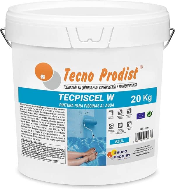 TECPISCEL W PINTURA PISCINAS AL AGUA de Tecno Prodist - Alta resistencia, durabilidad, Gran cubrición, flexibilidad, adherencia