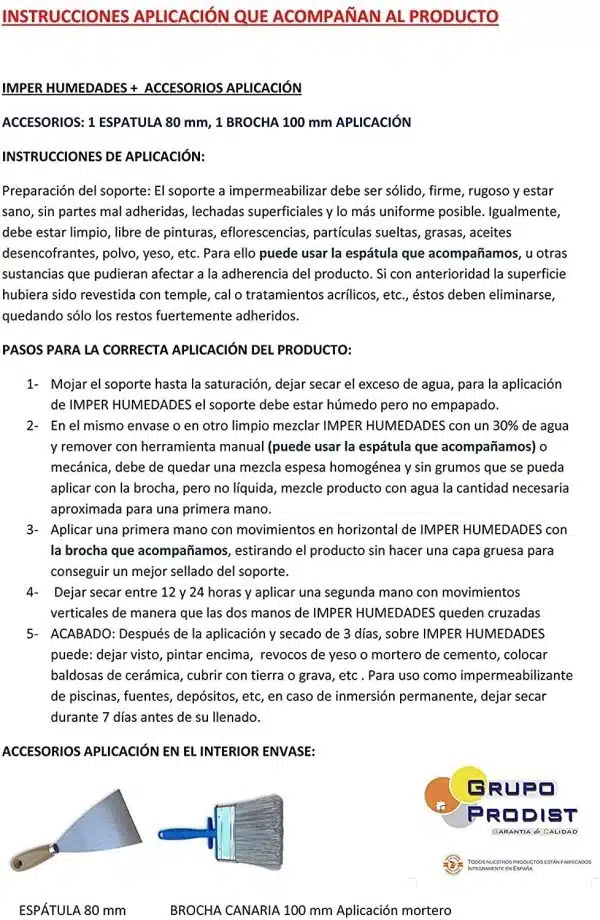 IMPER HUMEDADES de Tecno Prodist - Mortero revestimiento de Paredes. Impermeabilización. Tratamiento humedades muros, sótanos