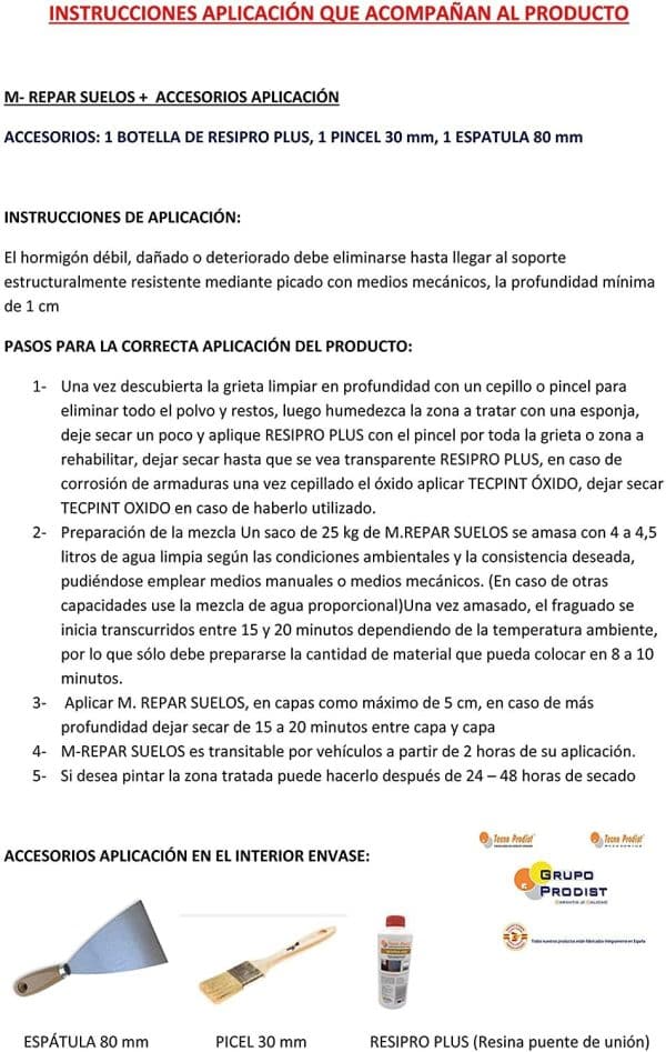 M-REPAR SUELOS de Tecno Prodist - Mortero estructural suelos hormigón o cemento, incluso tráfico rodado (transitable en 2 horas)