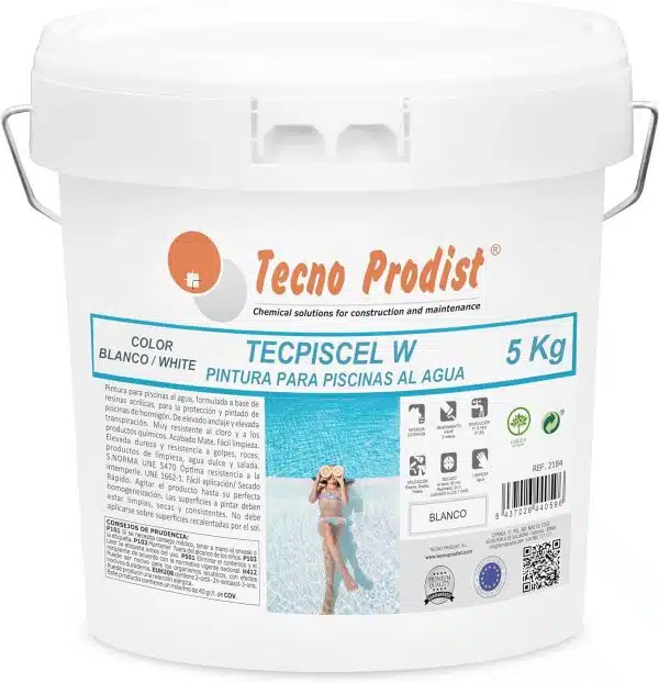 TECPISCEL W PINTURA PISCINAS AL AGUA de Tecno Prodist - Alta resistencia, durabilidad, Gran cubrición, flexibilidad, adherencia