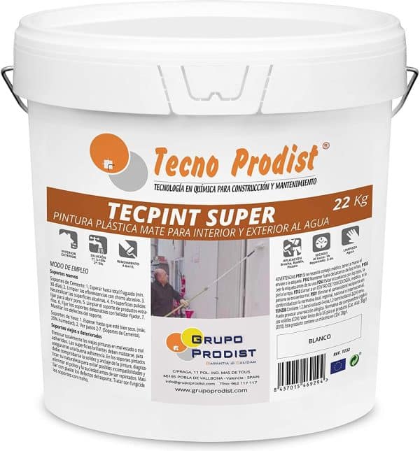 TECPINT SUPER de Tecno Prodist - Pintura al agua para interior y exterior - Alta blancura - Lavable - Fácil aplicación