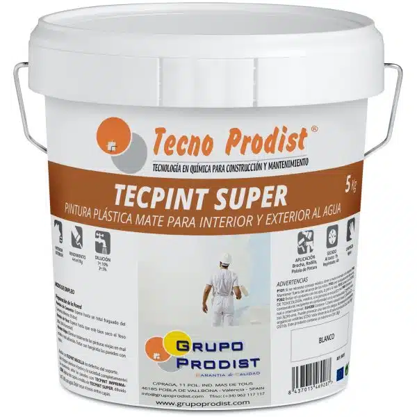 TECPINT SUPER de Tecno Prodist - Pintura al agua para interior y exterior - Alta blancura - Lavable - Fácil aplicación