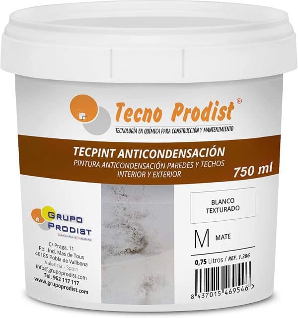 TECPINT ANTICONDENSACIÓN de Tecno Prodist - Pintura Anti-condensación al Agua - Interior y Exterior - Paredes y Techos (BLANCO)