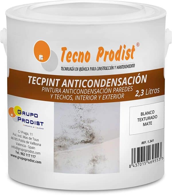 TECPINT ANTICONDENSACIÓN de Tecno Prodist - Pintura Anti-condensación al Agua - Interior y Exterior - Paredes y Techos (BLANCO)