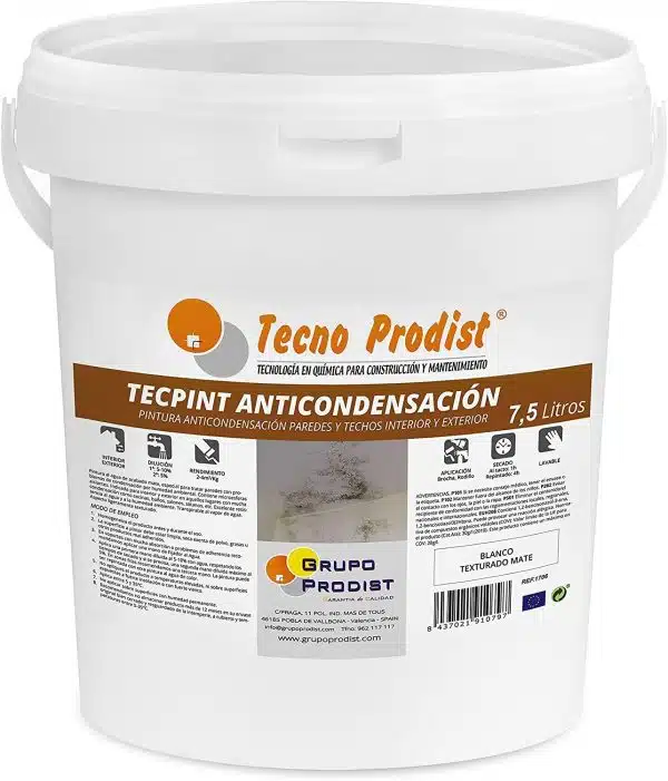 TECPINT ANTICONDENSACIÓN de Tecno Prodist - Pintura Anti-condensación al Agua - Interior y Exterior - Paredes y Techos (BLANCO)