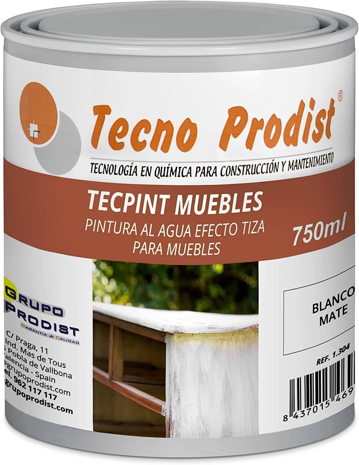 TECPINT MUEBLES de Tecno Prodist - Pintura a la Tiza - Pintar Muebles - Pintura al Agua - Chalk Paint (Blanco Roto)