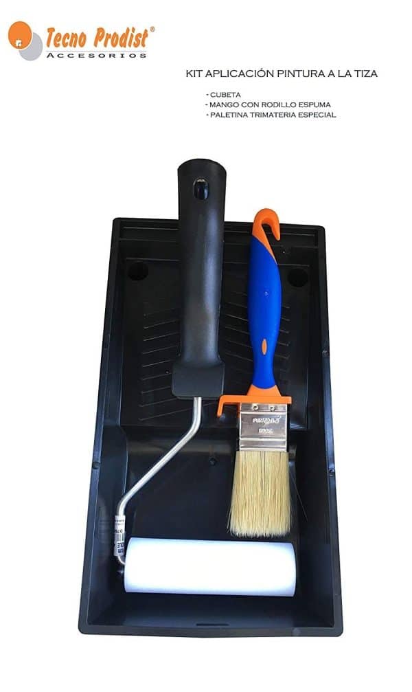 KIT MUEBLES de Tecno Prodist - Mini Rodillo de Pintura 11cm con Cubeta y Pincel - Para Pintura a la Tiza - Pintar Muebles