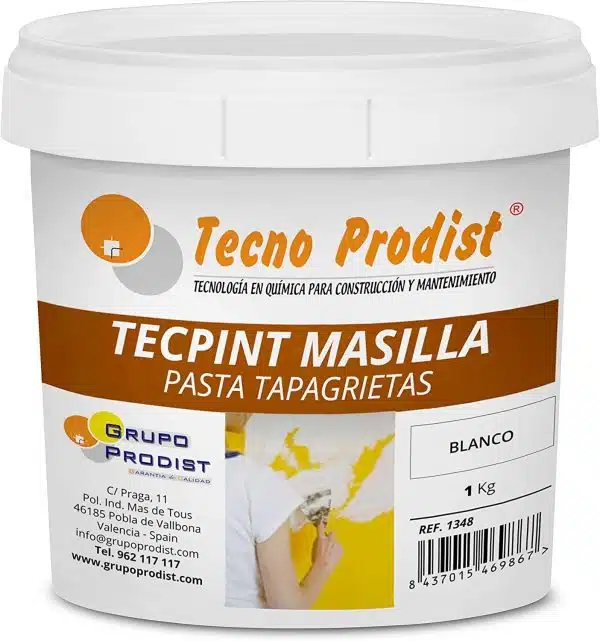 TECPINT MASILLA PARED de Tecno Prodist - Masilla de relleno pared - Pasta Tapagrietas para fisuras - Lista para usar - (BLANCA)