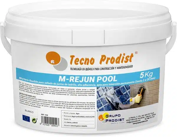 M-REJUN POOL de Tecno Prodist - Mortero flexible, sellado de juntas de baldosas y gresite piscinas, para inmersión permanente