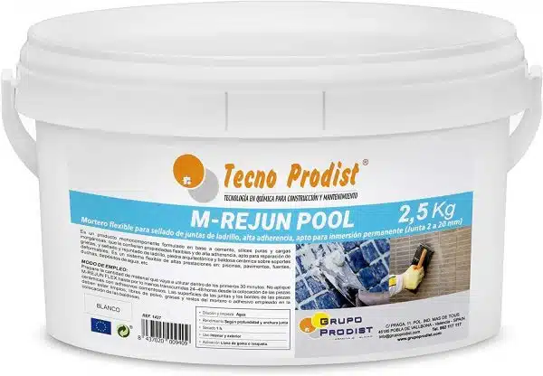 M-REJUN POOL de Tecno Prodist - Mortero flexible, sellado de juntas de baldosas y gresite piscinas, para inmersión permanente