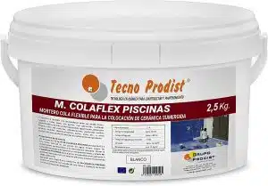 M-COLAFLEX PISCINAS de Tecno Prodist - Mortero adhesivo y flexible para baldosas en contacto permanente con el agua en piscinas