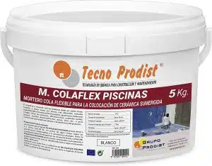 M-COLAFLEX PISCINAS de Tecno Prodist - Mortero adhesivo y flexible para baldosas en contacto permanente con el agua en piscinas