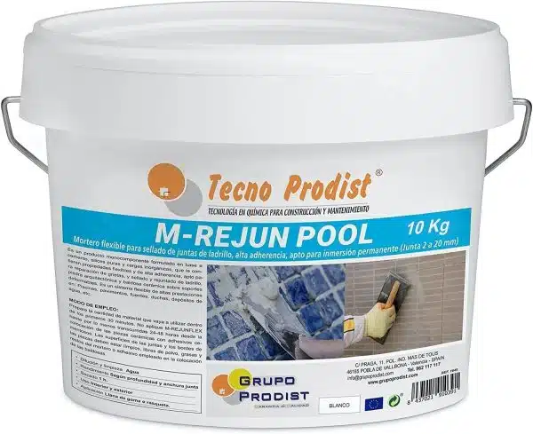 M-REJUN POOL de Tecno Prodist - Mortero flexible, sellado de juntas de baldosas y gresite piscinas, para inmersión permanente