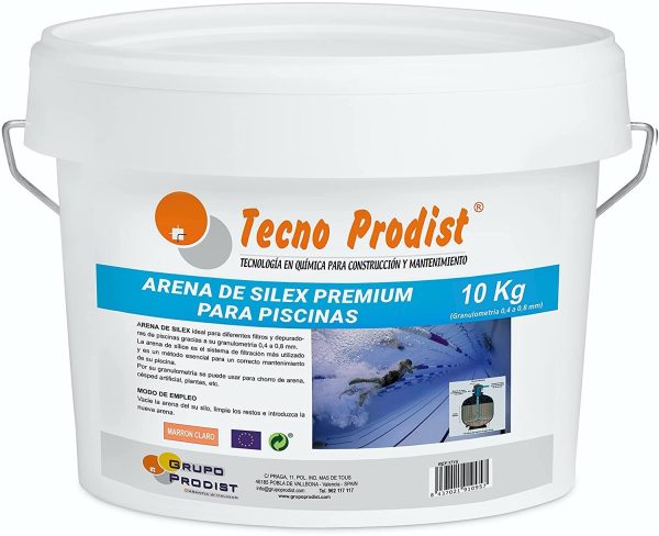 ARENA DE SILEX PREMIUM para PISCINAS de Tecno Prodist (Granulometría 0,4 a 0,8 mm) Ideal para depuradora, filtro de su Piscina.