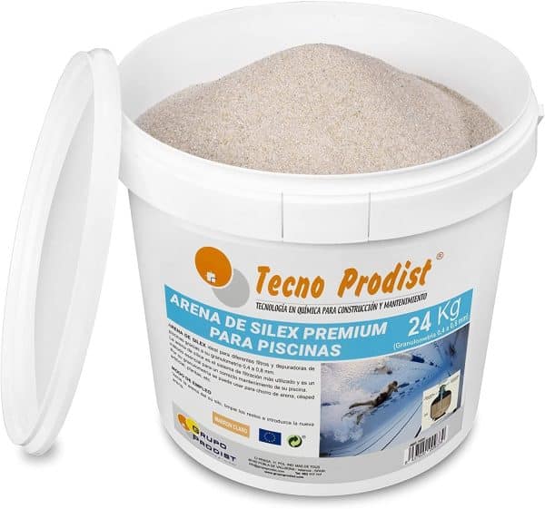 ARENA DE SILEX PREMIUM para PISCINAS de Tecno Prodist (Granulometría 0,4 a 0,8 mm) Ideal para depuradora, filtro de su Piscina.