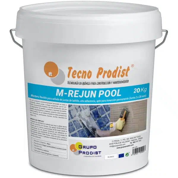 M-REJUN POOL de Tecno Prodist - Mortero flexible, sellado de juntas de baldosas y gresite piscinas, para inmersión permanente