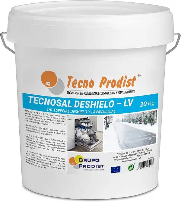 TECNOSAL DESHIELO de Tecno Prodist - Sal derretir hielo y nieve, caminos, aparcamientos, carreteras, doble uso, Sal Lavavajillas