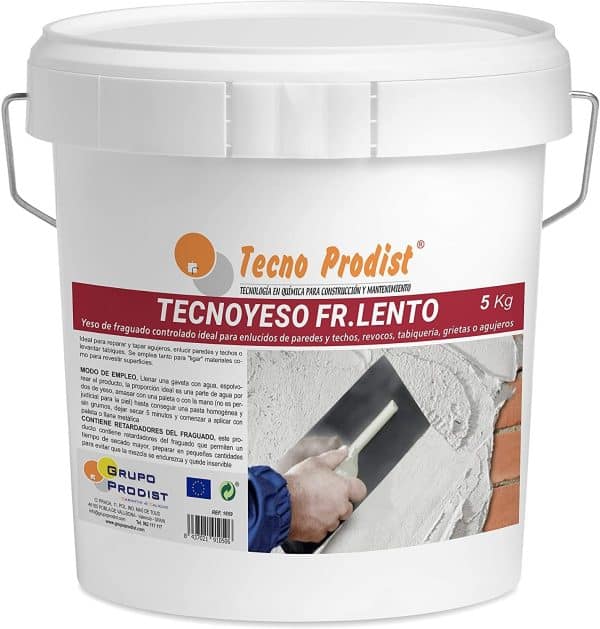 TECNO YESO LENTO de Tecno Prodist - Yeso de fraguado lento - Para enlucidos, revocos, tabiquería, grietas o agujeros.