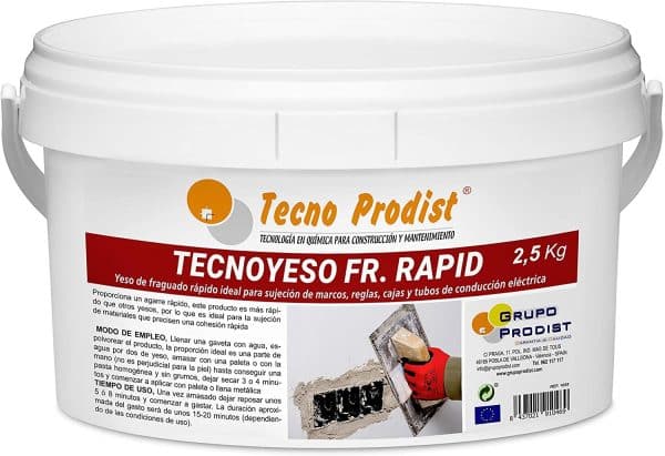 TECNO YESO RAPID de Tecno Prodist - Yeso de fraguado rápido - Para sujeción de marcos, reglas, cajas y tubos eléctricos