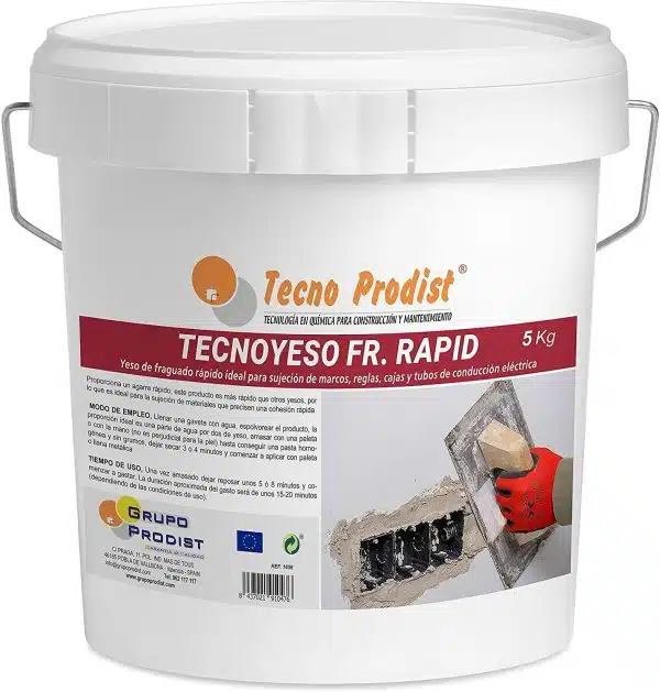 Yeso secado rápido TECNO YESO RAPID de Tecno Prodist - Yeso de fraguado rápido - Para sujeción de marcos, reglas, cajas y tubos eléctricos