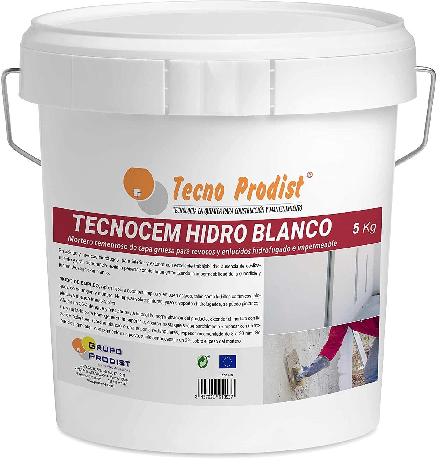 TECNOCEM HIDRO BLANCO de Tecno Prodist - Mortero cemento de capa gruesa para revocos y enlucidos, hidrofugado e impermeable