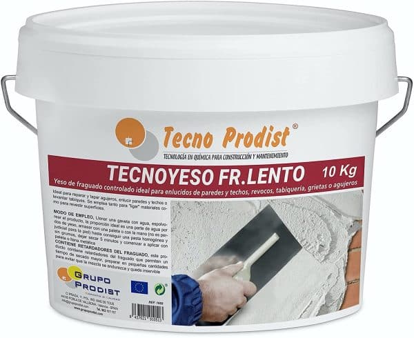 TECNO YESO LENTO de Tecno Prodist - Yeso de fraguado lento - Para enlucidos, revocos, tabiquería, grietas o agujeros.