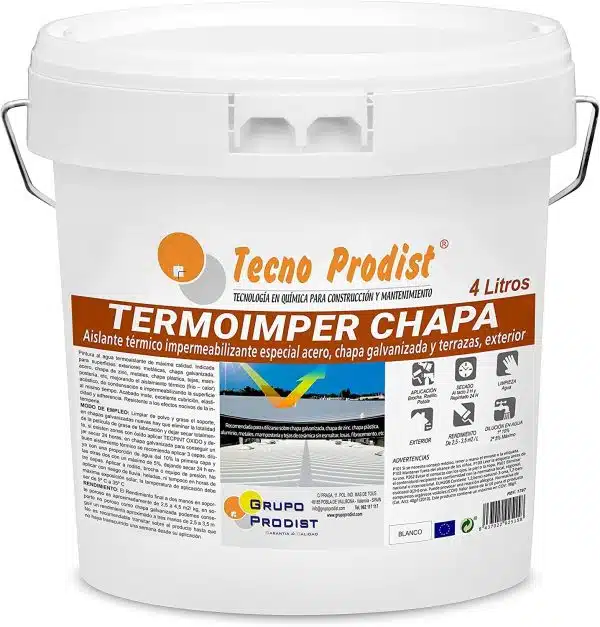 Pintura aislante térmica para chapa, acero y metal TERMOIMPER CHAPA - Pintura al agua Aislante Térmico Exterior - Acero, chapa galvanizada, metal, calor y frio- Impermeabilizante