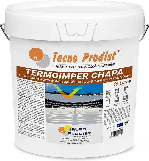 TERMOIMPER CHAPA - Pintura al agua Aislante Térmico Exterior - Acero, chapa galvanizada, metal, calor y frio- Impermeabilizante