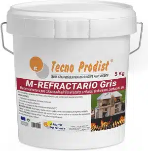 Mortero refractario M-REFRACTARIO GRIS de Tecno Prodist - Mortero refractario para ladrillos refractarios, enlucidos, barbacoas, hornos o chimeneas.