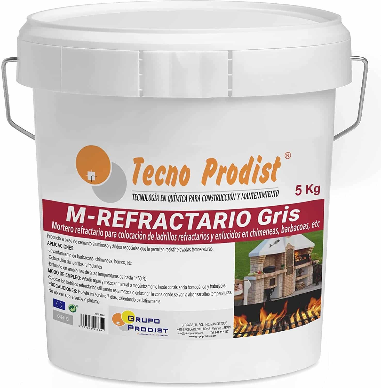 M-REFRACTARIO GRIS de Tecno Prodist - Mortero refractario para ladrillos refractarios, enlucidos, barbacoas, hornos o chimeneas.