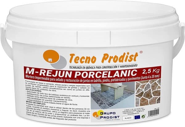 M-REJUN PORCELANIC de Tecno Prodist - Mortero Lechada impermeable azulejos, suelos cerámicos, ladrillos, piedra (Junta 4 a 20mm)