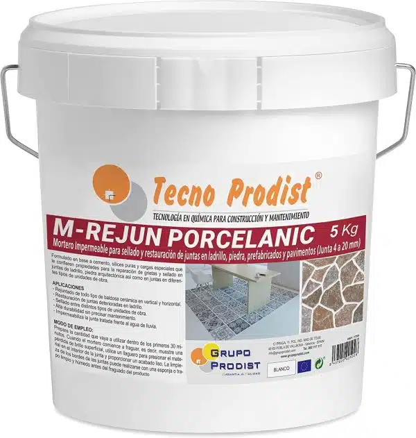 M-REJUN PORCELANIC de Tecno Prodist - Mortero Lechada impermeable azulejos, suelos cerámicos, ladrillos, piedra (Junta 4 a 20mm)