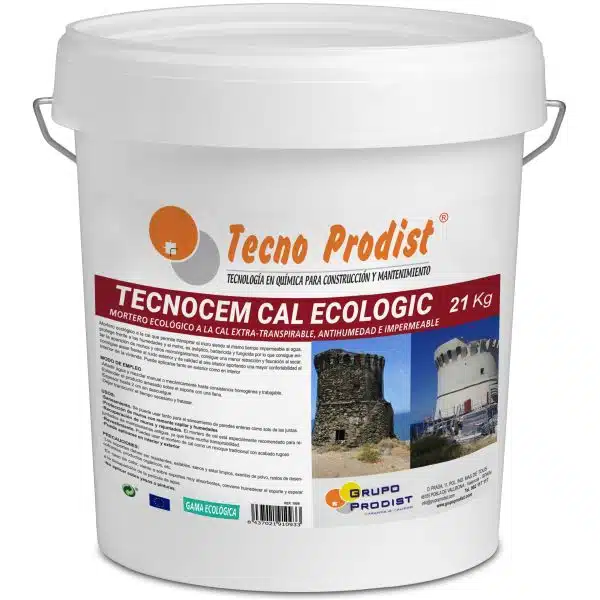 TECNOCEM CAL ECOLOGIC de Tecno Prodist - Mortero ecológico a la cal, Extratranspirable, antihumedad, impermeable y antimoho