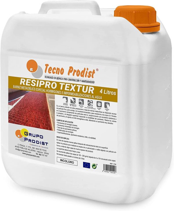 RESIPRO TEXTUR de Tecno Prodist - Barniz protector al agua para hormigón impreso, base de resinas de gran anclaje y resistencia