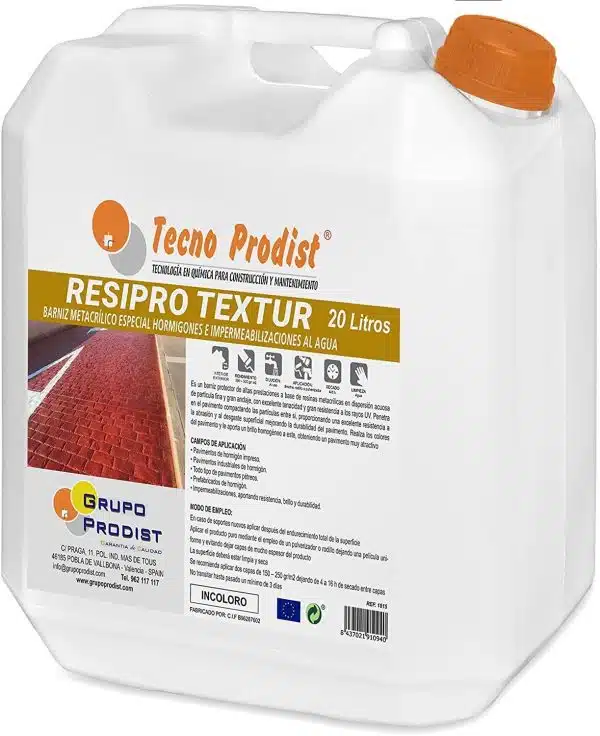 RESIPRO TEXTUR de Tecno Prodist - Barniz protector al agua para hormigón impreso, base de resinas de gran anclaje y resistencia