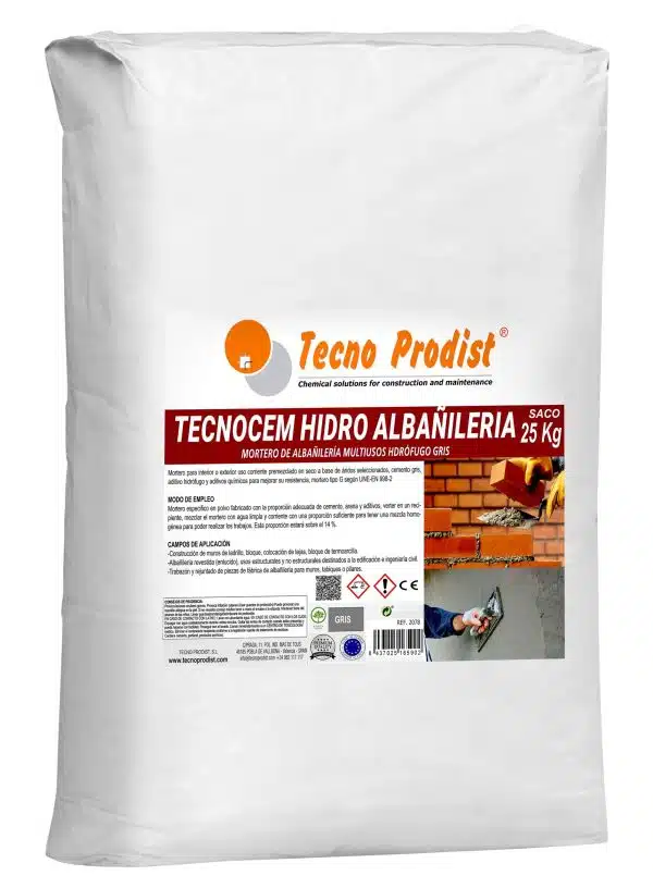 TECNOCEM HIDRO ALBAÑILERÍA de Tecno Prodist - Mortero cemento albañilería, hidrófugo, revocos, enlucidos y colocación ladrillos