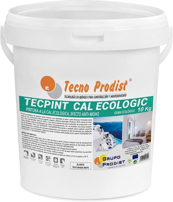 TECPINT CAL ECOLOGIC de Tecno Prodist - Pintura ecologica a la cal exterior e interior al agua,natural,transpirable,sin olor.