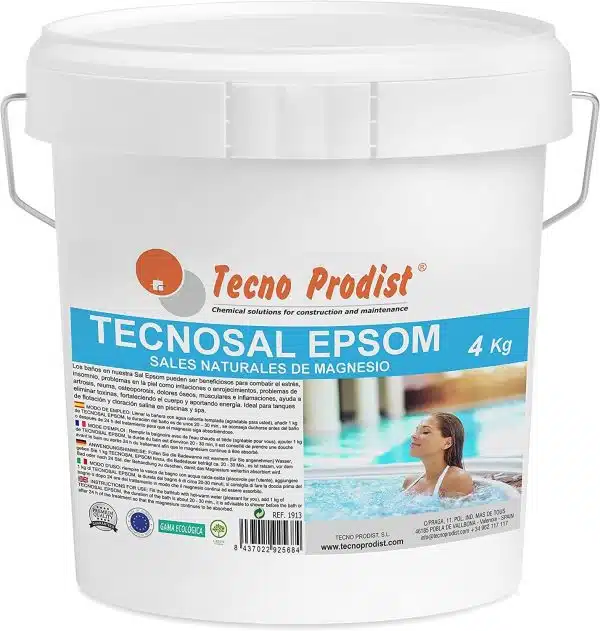 Sales de Epsom para baños de magnesio TECNOSAL EPSOM de Tecno Prodist - Sales de Epsom, Sulfato de magnesio, natural, flotación, sal baños inmersión, cloración salina