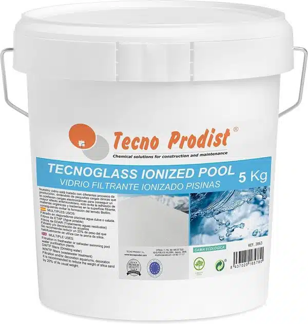 Vidrio filtrante ionizado, cristal para depuradoras, piscinas TECNO GLASS IONIZED POOL de Tecno Prodist, Vidrio filtrante ionizado, Piscinas, Depuradoras, cloracion salina, agua dulce-salada