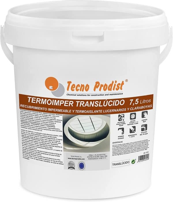 TERMOIMPER TRANSLÚCIDO de Tecno Prodist - Impermeabilizante traslúcido, elástico, aislante térmico, claraboyas, lucernarios