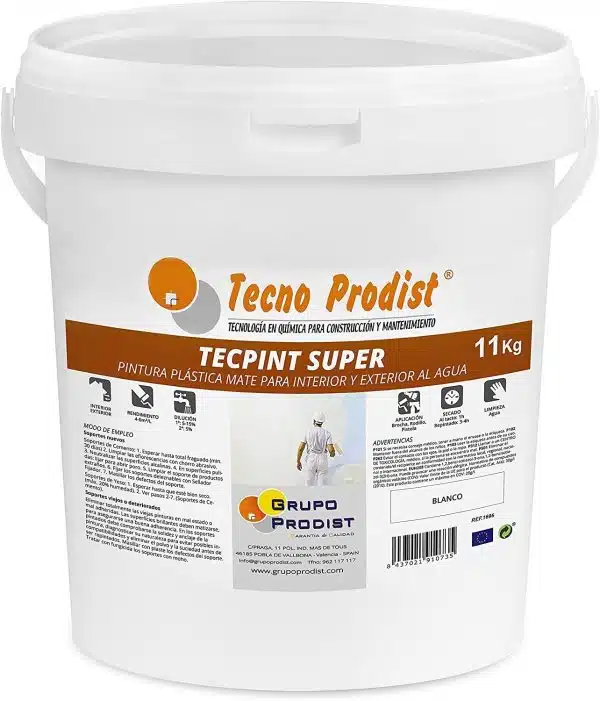 TECPINT SUPER - Tecno Prodist - Pintura al agua para interior y exterior - Alta blancura - Lavable - Fácil aplicación